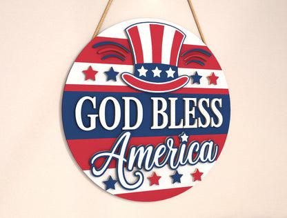 God Bless America Door Sign SVG for Glowforge, xTool, or LightBurn