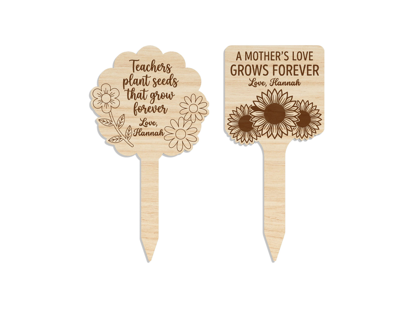 Teacher Mom Plant Marker SVG Bundle Thank You Grow Quote Laser Cut File for Glowforge and xTool