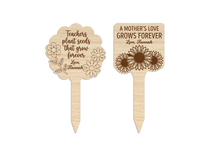 Teacher Mom Plant Marker SVG Bundle Thank You Grow Quote Laser Cut File for Glowforge and xTool