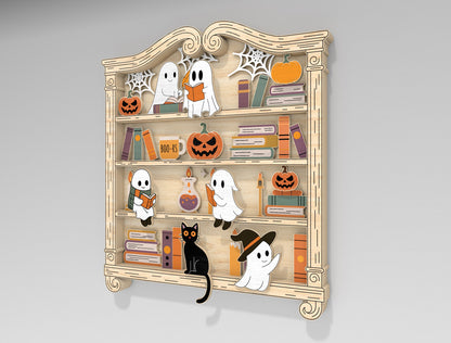 Halloween Ghost Bookshelf SVG Laser Cut Shelf Decor for LightBurn