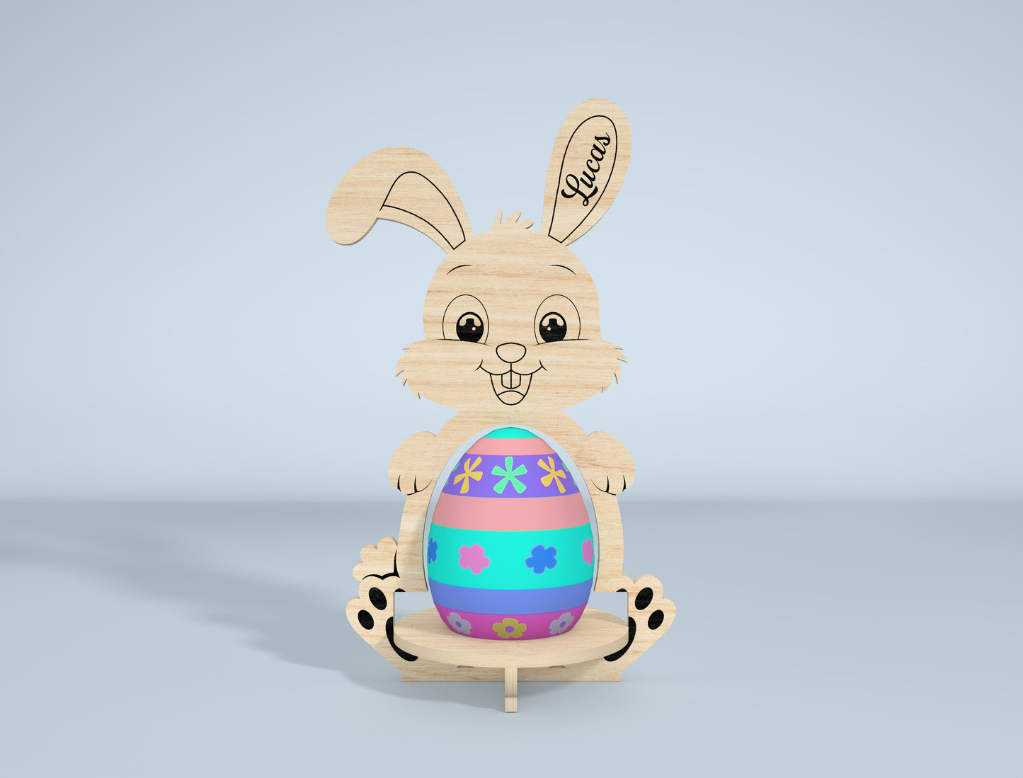 Personalized Bunny Egg Stand SVG Bundle 9 Designs for LightBurn and xTool