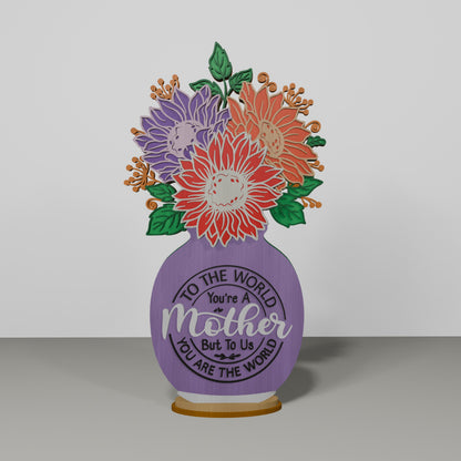 Floral Mom Vase Tabletop Decor SVG Mother's Day for Glowforge