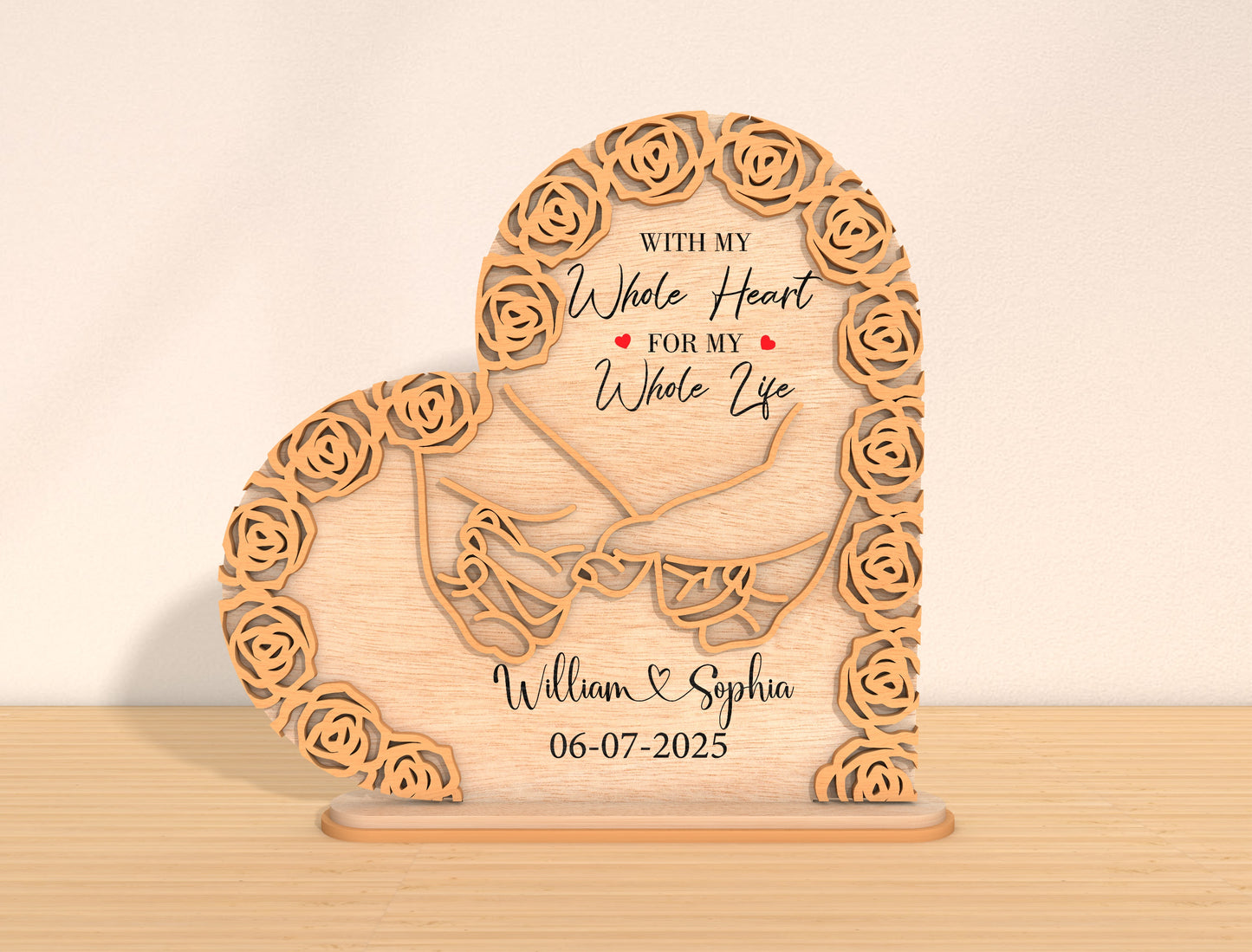 Mom Rose Heart Sign SVG Mother's Day Floral Plaque for Glowforge