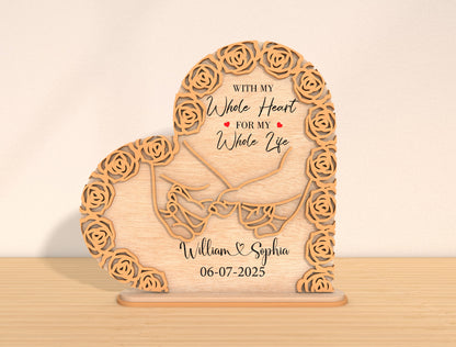 Mom Rose Heart Sign SVG Mother's Day Floral Plaque for Glowforge