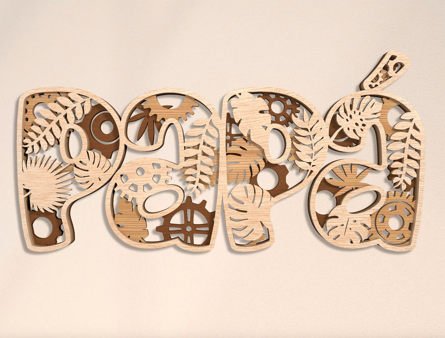 Dad Word Art Laser Cut Bundle | Multilingual Father Typography | Layered Wooden Letter Decor | Glowforge, xTool, LightBurn, etc.
