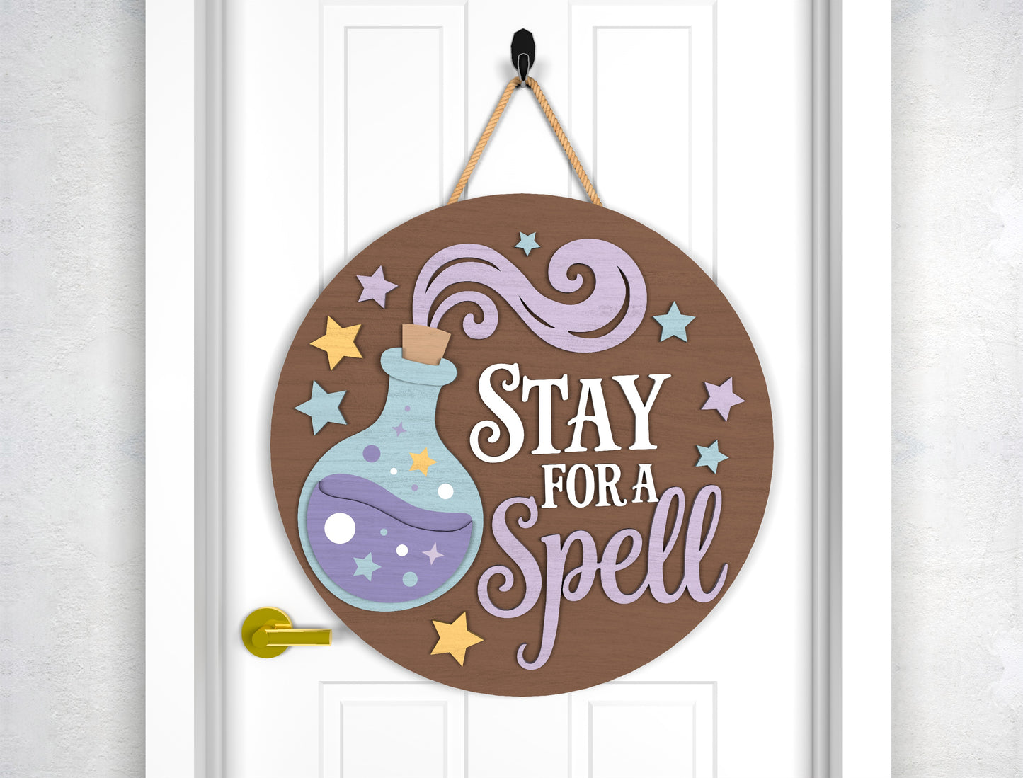 Witch Halloween Door Sign SVG Laser Cut Files for Glowforge