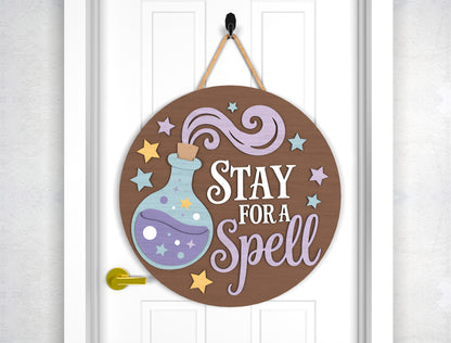 Witch Halloween Door Sign SVG Laser Cut Files for Glowforge
