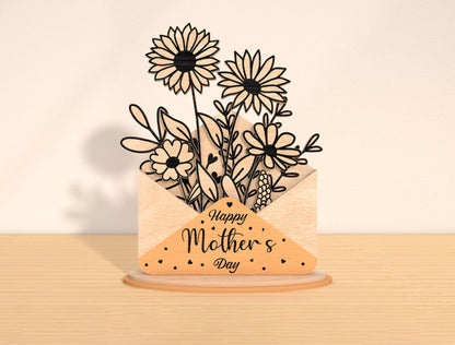 Mother’s Day Envelope Flower Laser Cut File Bundle | Floral Letter Decor | Botanical Wooden Sign | Glowforge, xTool, LightBurn, etc.