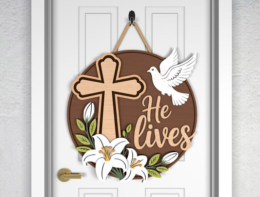 Easter Lily Cross Door Signs SVG Bundle 2 Designs for LightBurn and Glowforge