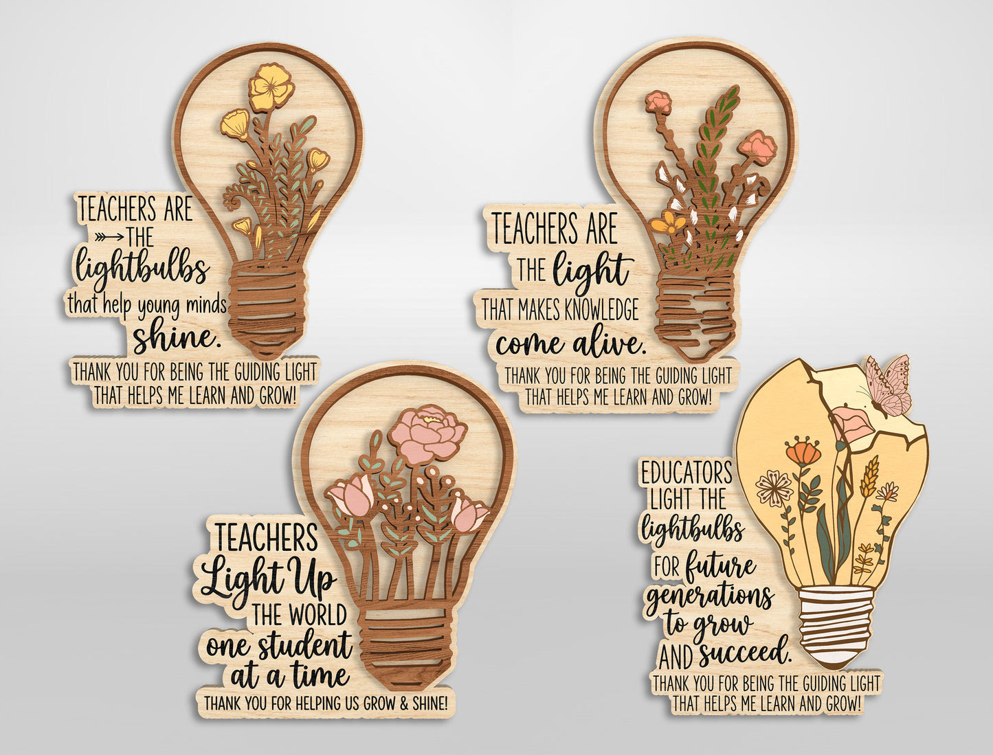 Teacher Magnet SVG Bundle Floral Classroom Laser Cut File for LightBurn