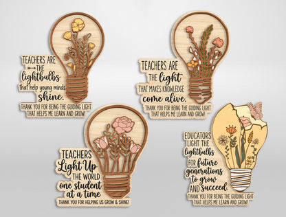 Teacher Magnet SVG Bundle Floral Classroom Laser Cut File for LightBurn