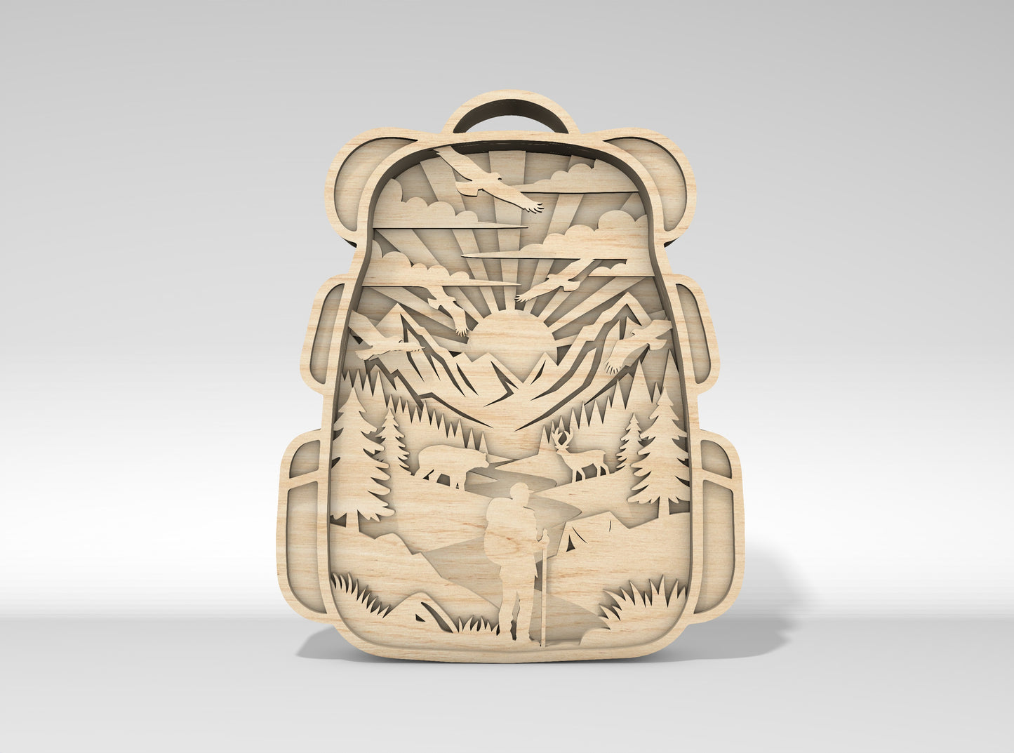 Camping and Hiking Multilayer SVG Laser Cut File Bundle for Glowforge