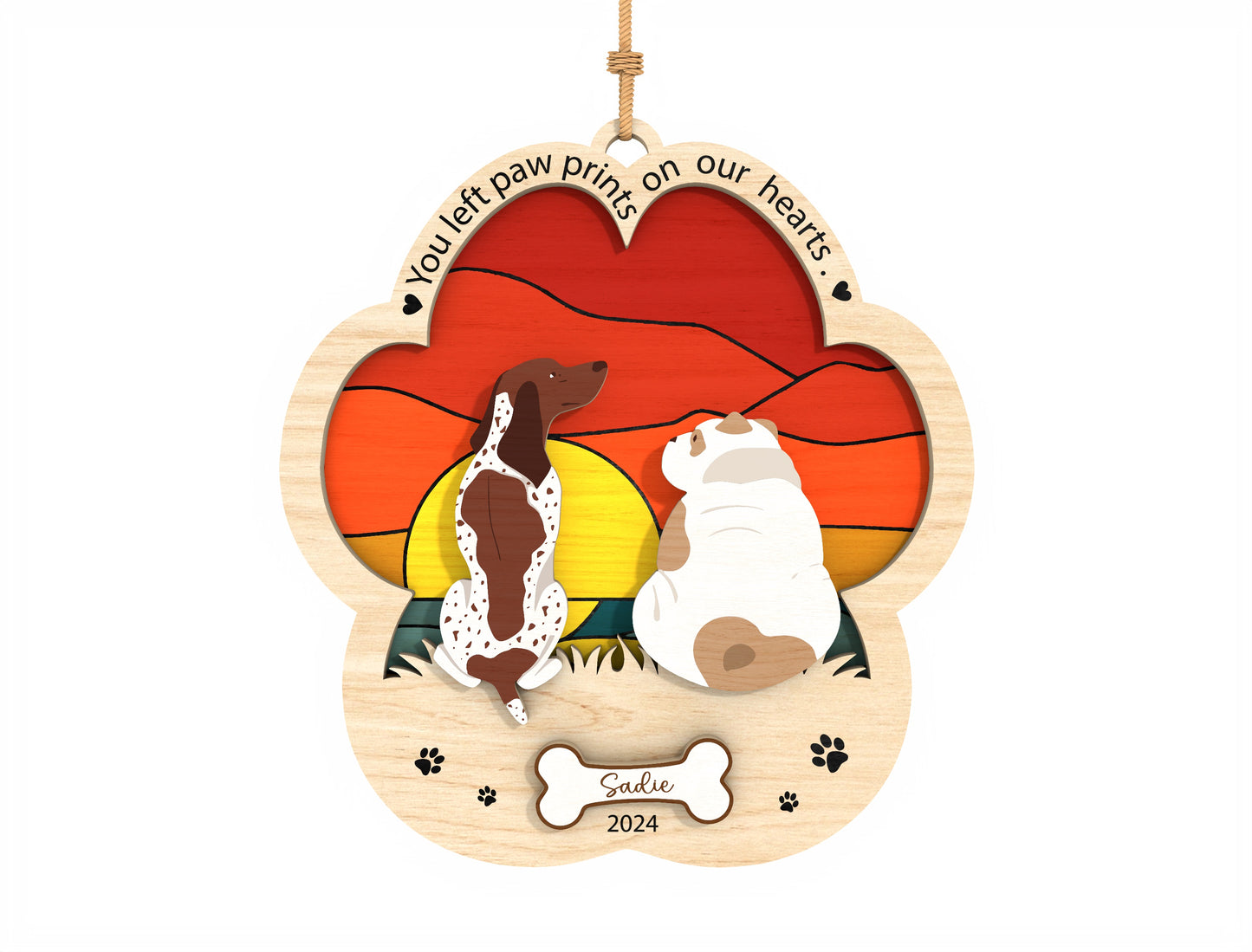 Dog Memorial Ornament SVG Bundle Pet Silhouette Laser Cut File for Glowforge, xTool