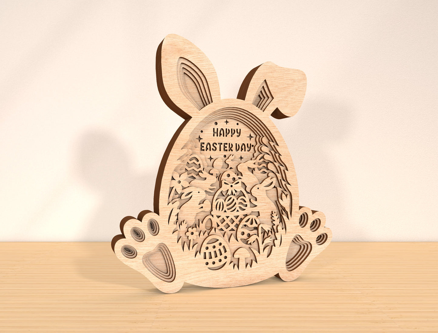 Multilayer Bunny Happy Easter SVG Rabbit Egg Scene for Glowforge and xTool