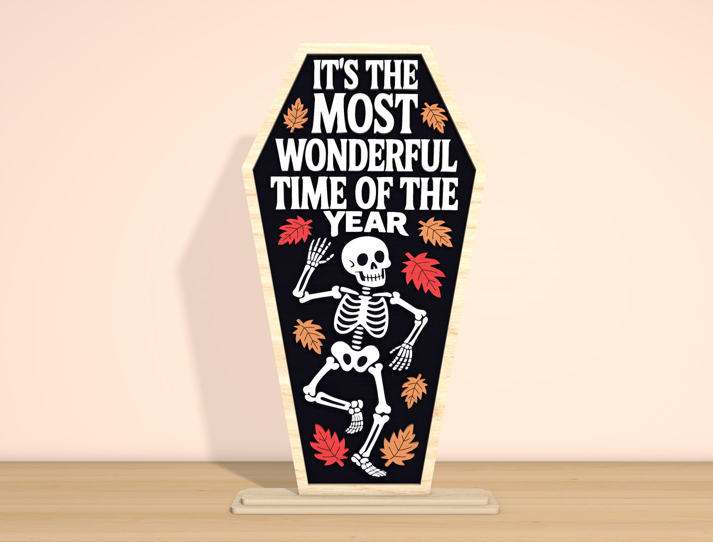 Funny Skeleton Coffin Sign SVG Laser Cut File | 2 Halloween Quote Designs | Spooky Wooden Decor | Glowforge, xTool, LightBurn, etc.