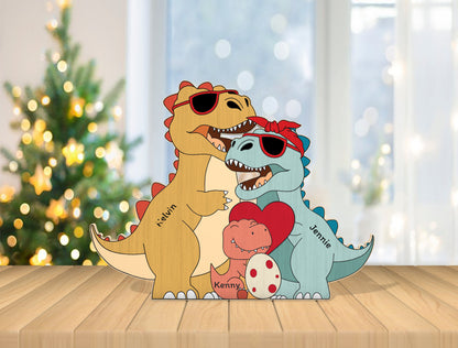 Personalized Dinosaur Family Puzzle SVG for Glowforge and xTool