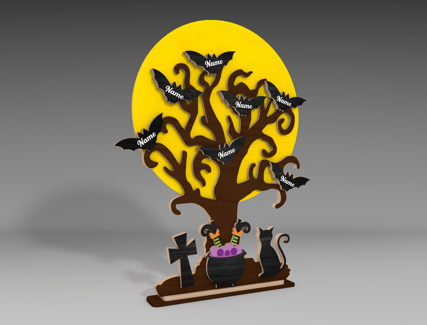 Halloween Bat Tree SVG for LightBurn Glowforge xTool