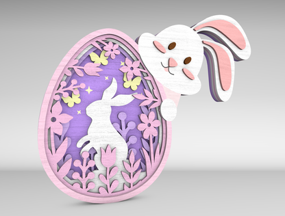 Cute Layered Easter Bunny Egg Sign SVG for LightBurn and Glowforge