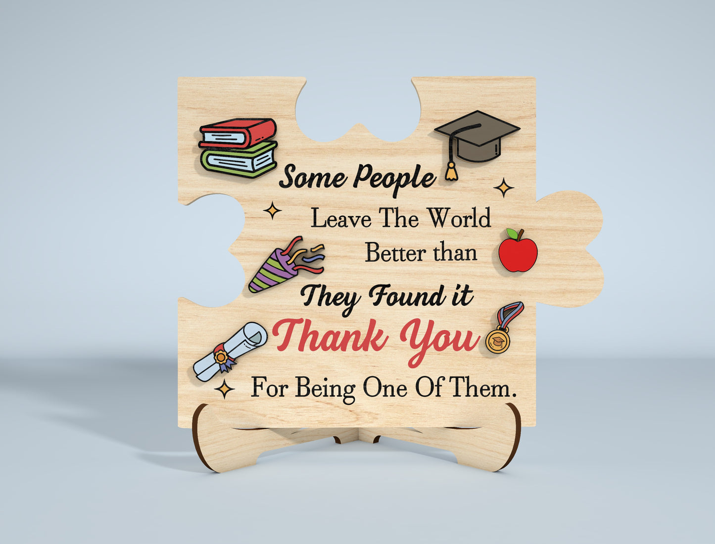 Teacher Thank You Puzzle Sign SVG Laser Cut File for xTool and Glowforge
