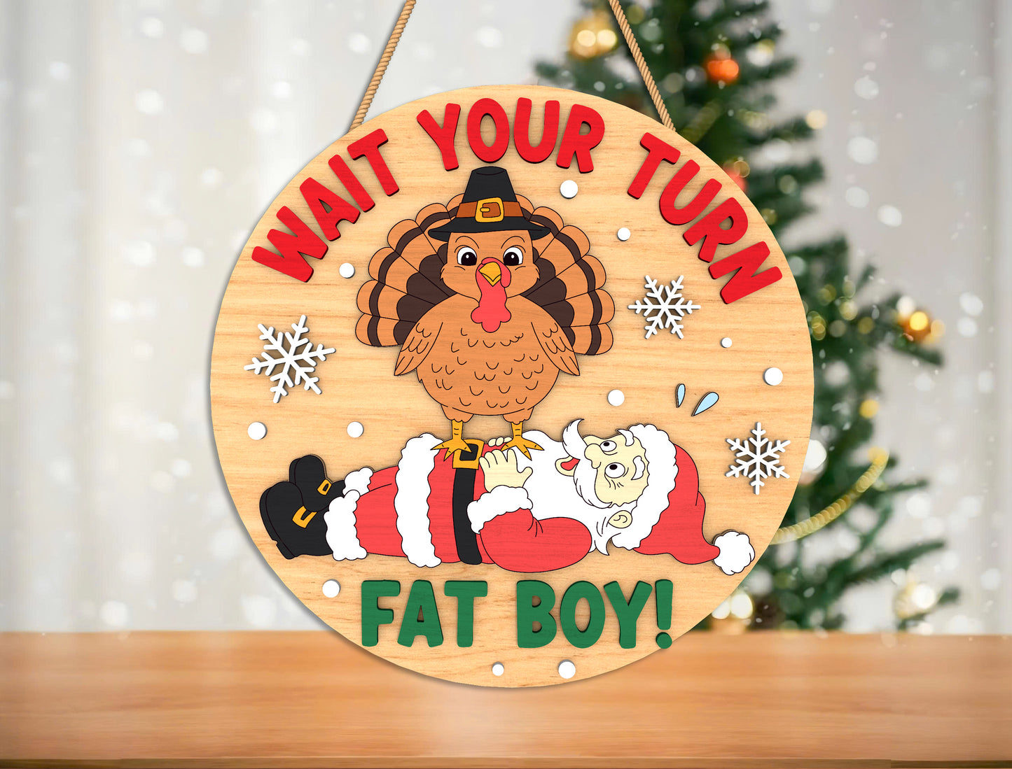 Christmas Round Sign Ornament Laser Cut File | Funny Holiday Quotes | Ready to Cut | Glowforge, xTool, LightBurn, etc.