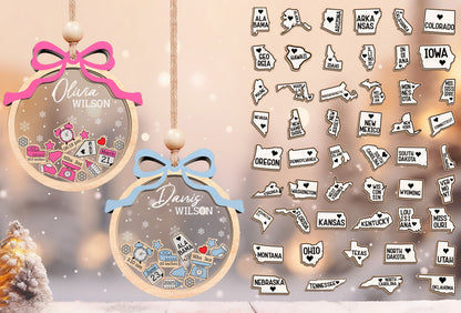 Personalized Baby Birth Announcement Christmas Ornament SVG 2