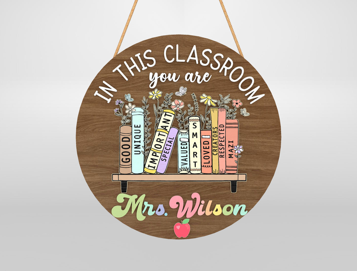 Personalized Book Classroom Door Sign Laser Cut File SVG for xTool and Glowforge