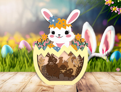 Easter Bunny Egg Multilayer Scene SVG Layered for xTool and Glowforge