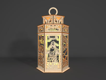 Easter Jesus Lantern SVG Christian 3D Wooden Light Box for Glowforge and xTool