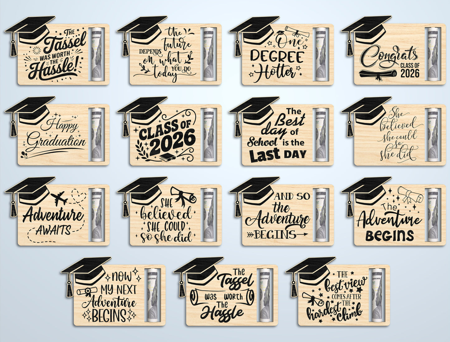 Graduation Money Holder SVG Bundle Laser Cut File for LightBurn Users