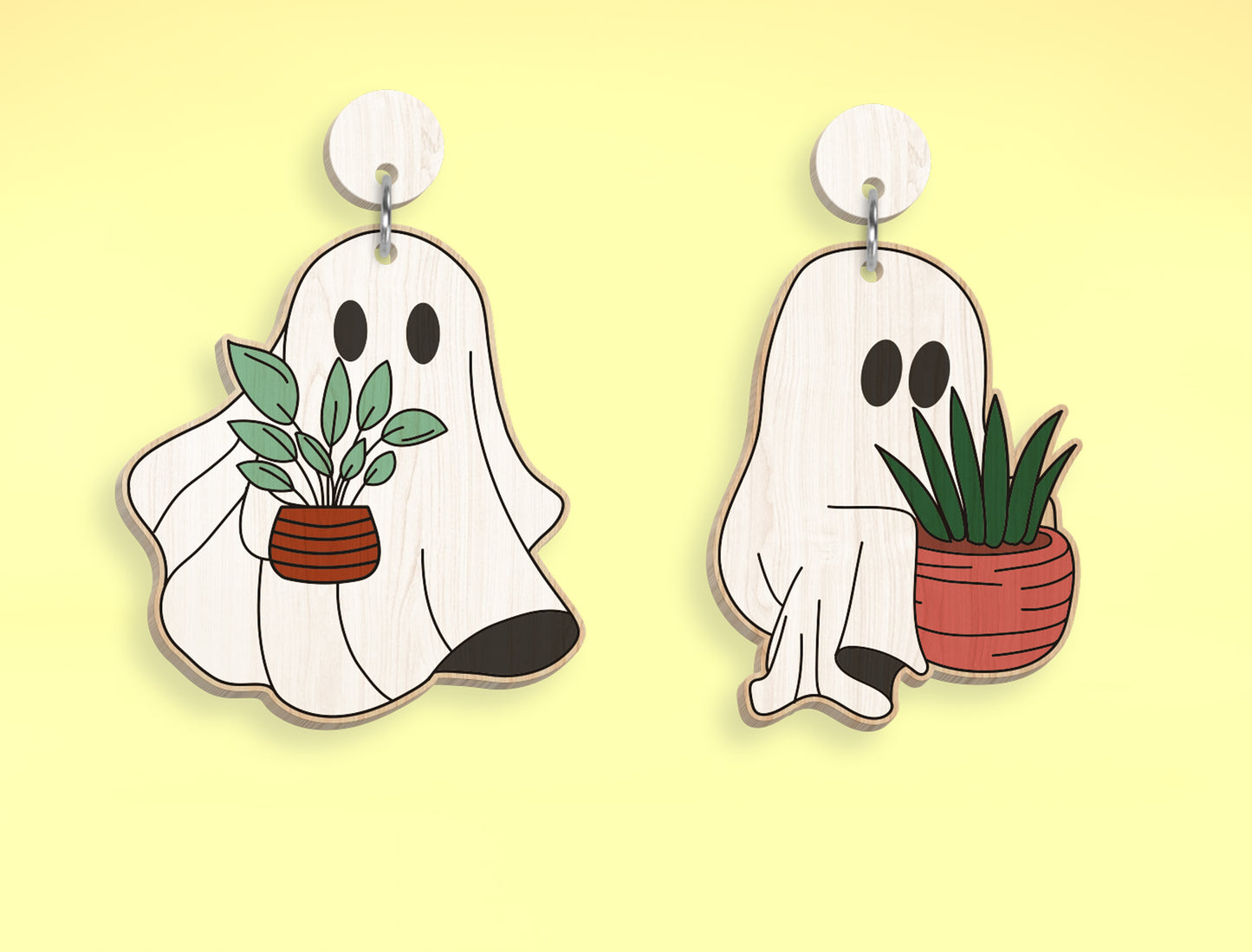 Halloween Ghost Plant Ornament SVG Bundle 9 Designs for xTool LightBurn