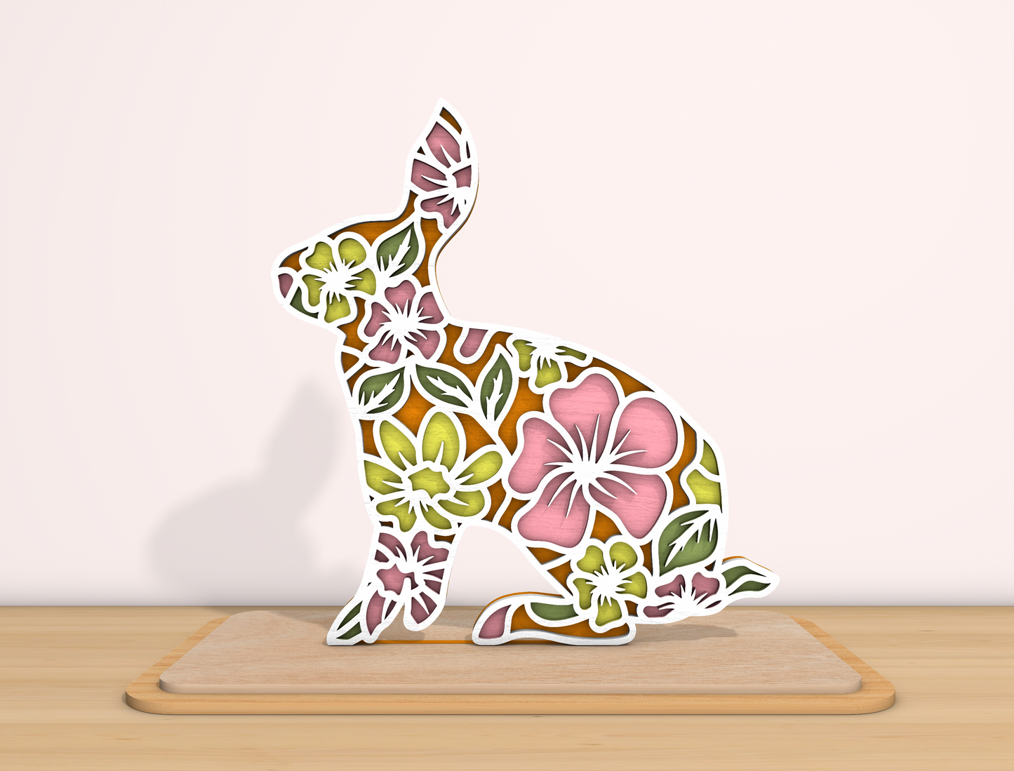 Floral Bunny SVG Bundle Colorful Rabbit Pattern Easter for LightBurn and xTool