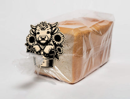 Highland Cow Bread Bag Clip Holders SVG Bundle Laser Cut File