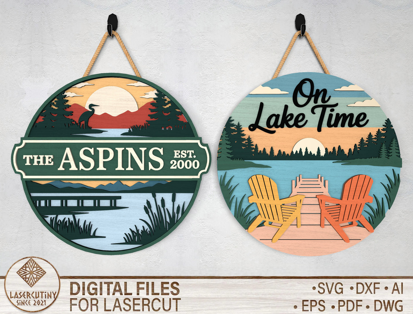 Personalized Lake House Door Hanger SVG Bundle for Glowforge