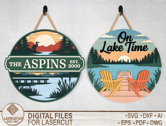 Personalized Lake House Door Hanger SVG Bundle for Glowforge