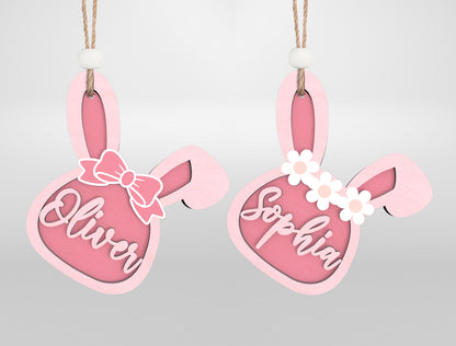 Personalized Easter Basket Tag SVG Bunny Name 7 Designs for Glowforge and xTool
