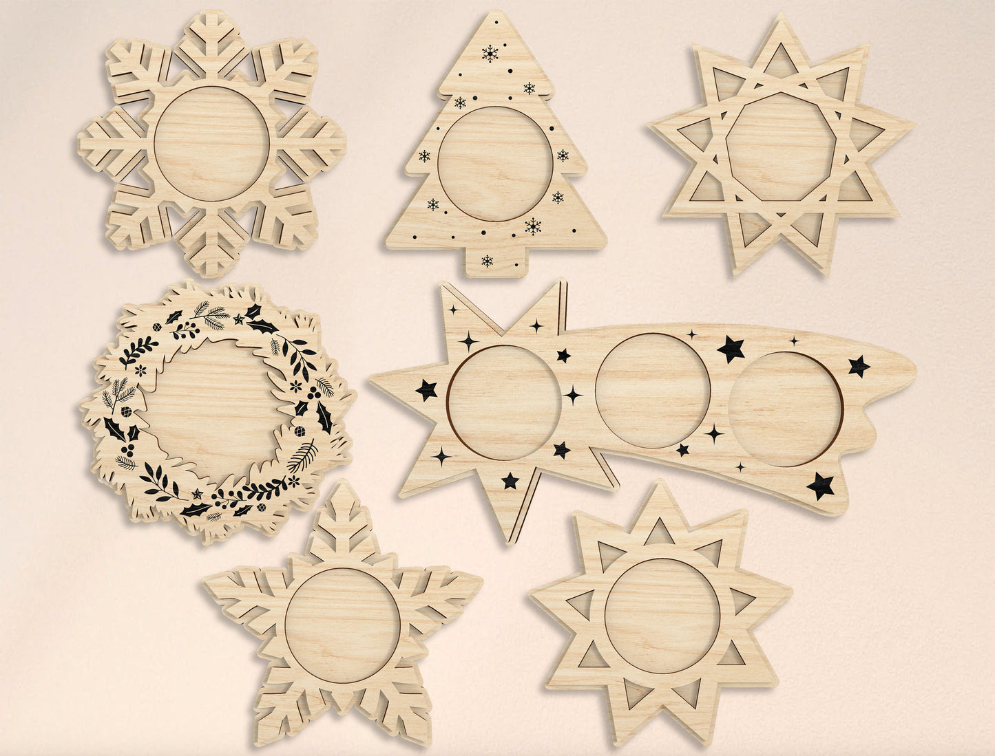 Christmas Tealight Candle Holder Laser Cut File | Ready to Cut | Glowforge, xTool, LightBurn, etc.
