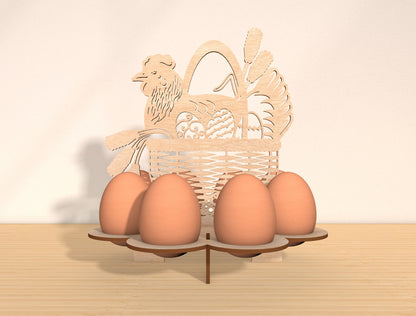 Easter Egg Holder Stand SVG Bundle Bunny Floral for LightBurn and xTool