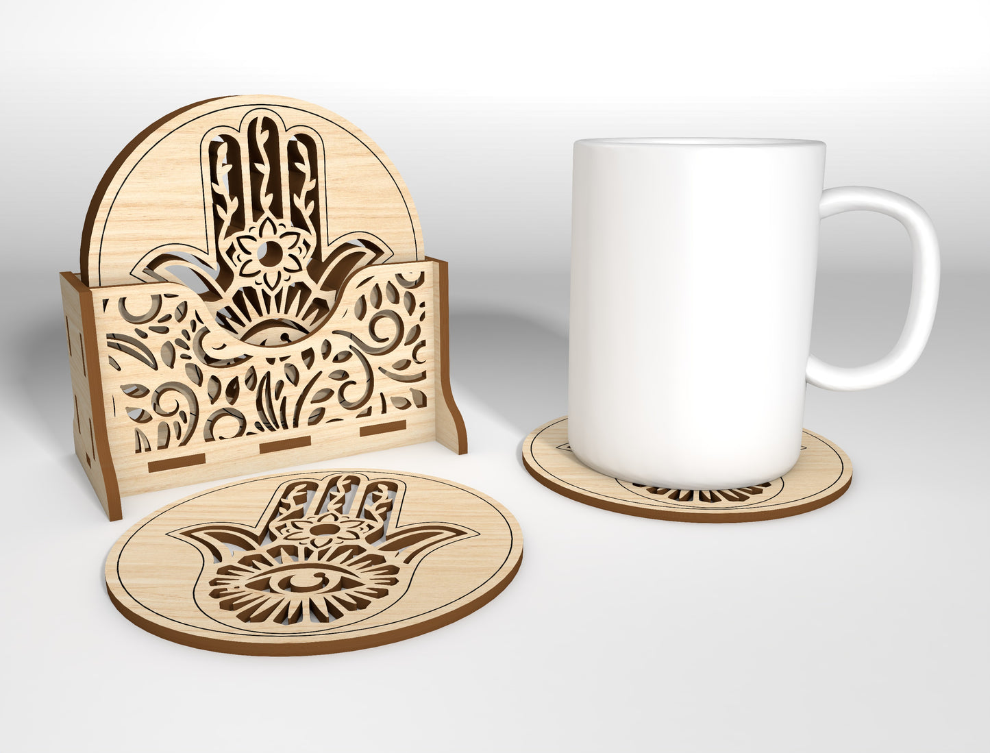 Mandala Coaster SVG Bundle with Holder for LightBurn and Glowforge