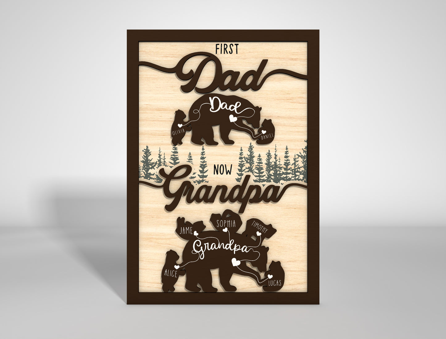 Papa Bear Family Sign SVG Laser Cut File for Glowforge and LightBurn