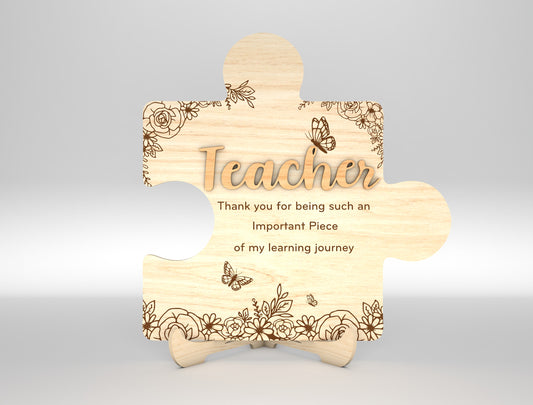 Teacher Puzzle Tabletop Sign SVG Bundle for Glowforge and xTool