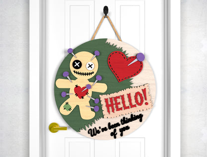 2 Halloween Black Cat Door Sign SVG Laser Cut Files for LightBurn