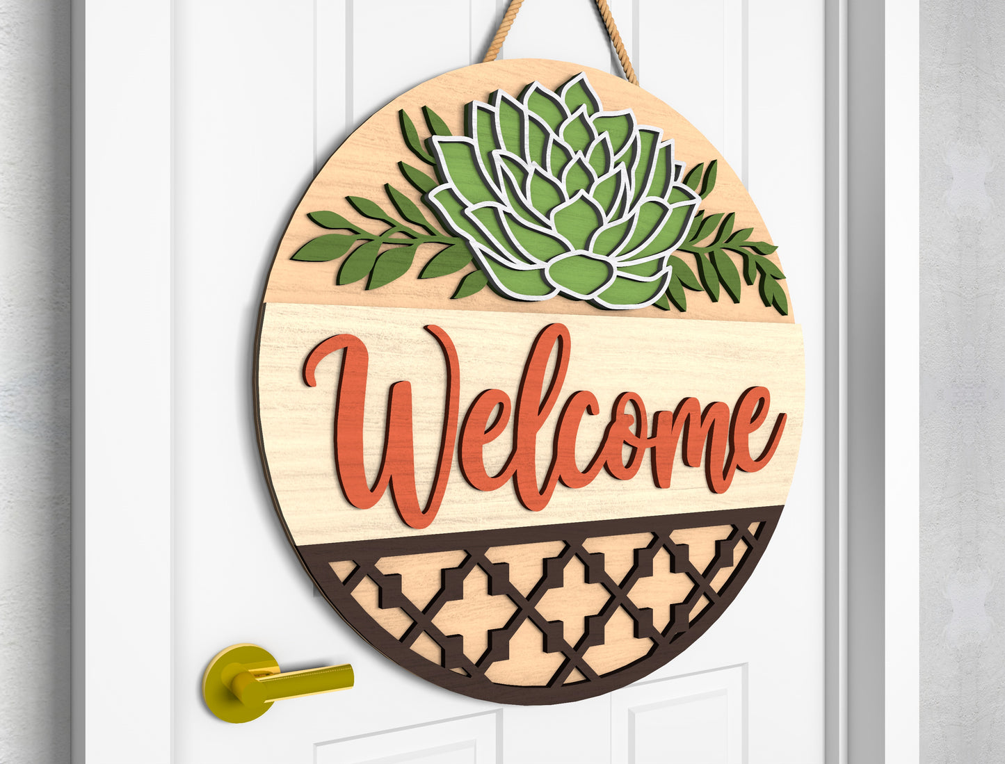 Succulent Welcome Door Sign SVG Laser Cut File for xTool and Glowforge
