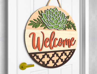 Succulent Welcome Door Sign SVG Laser Cut File for xTool and Glowforge