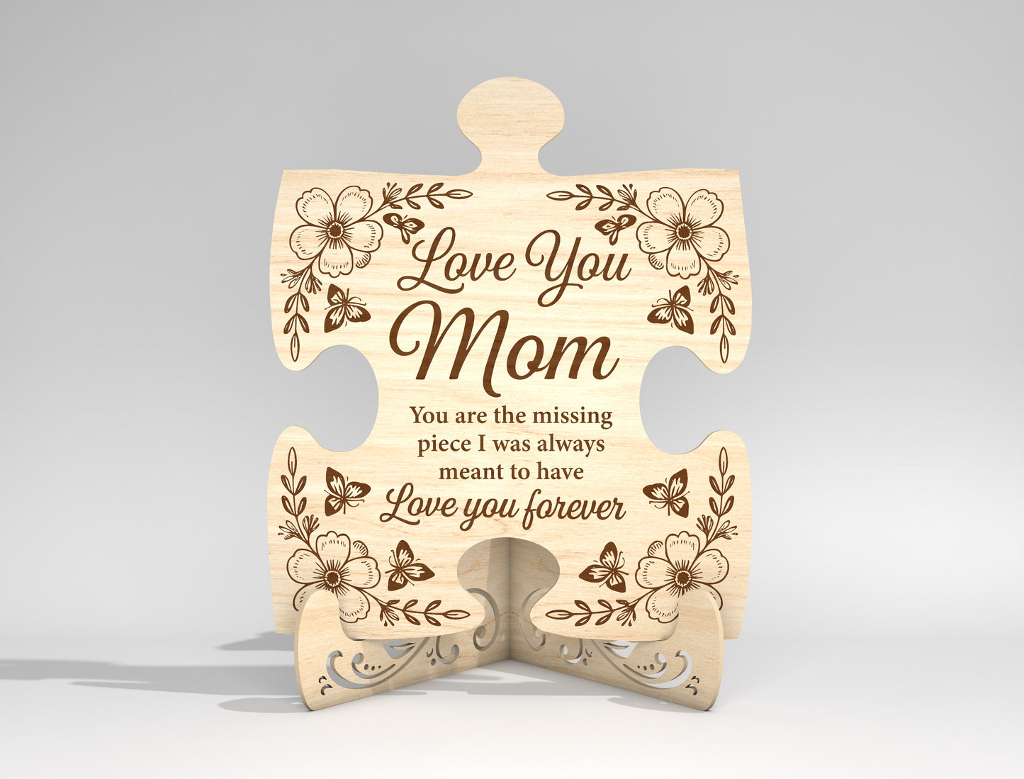 Puzzle Stand Sign SVG Bundle Engraved Floral for LightBurn and xTool