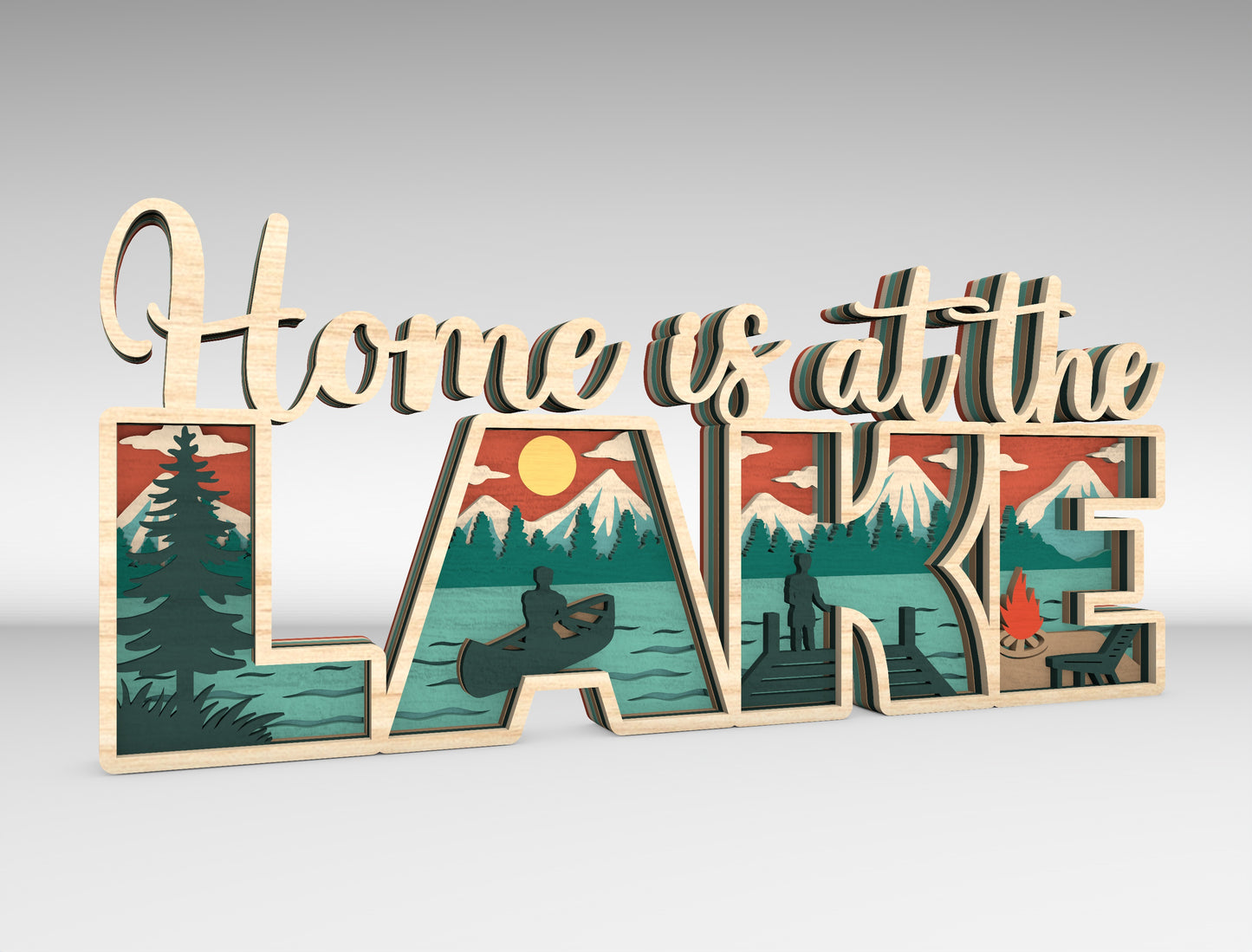 Home Is at the Lake Multilayer SVG for Glowforge and xTool