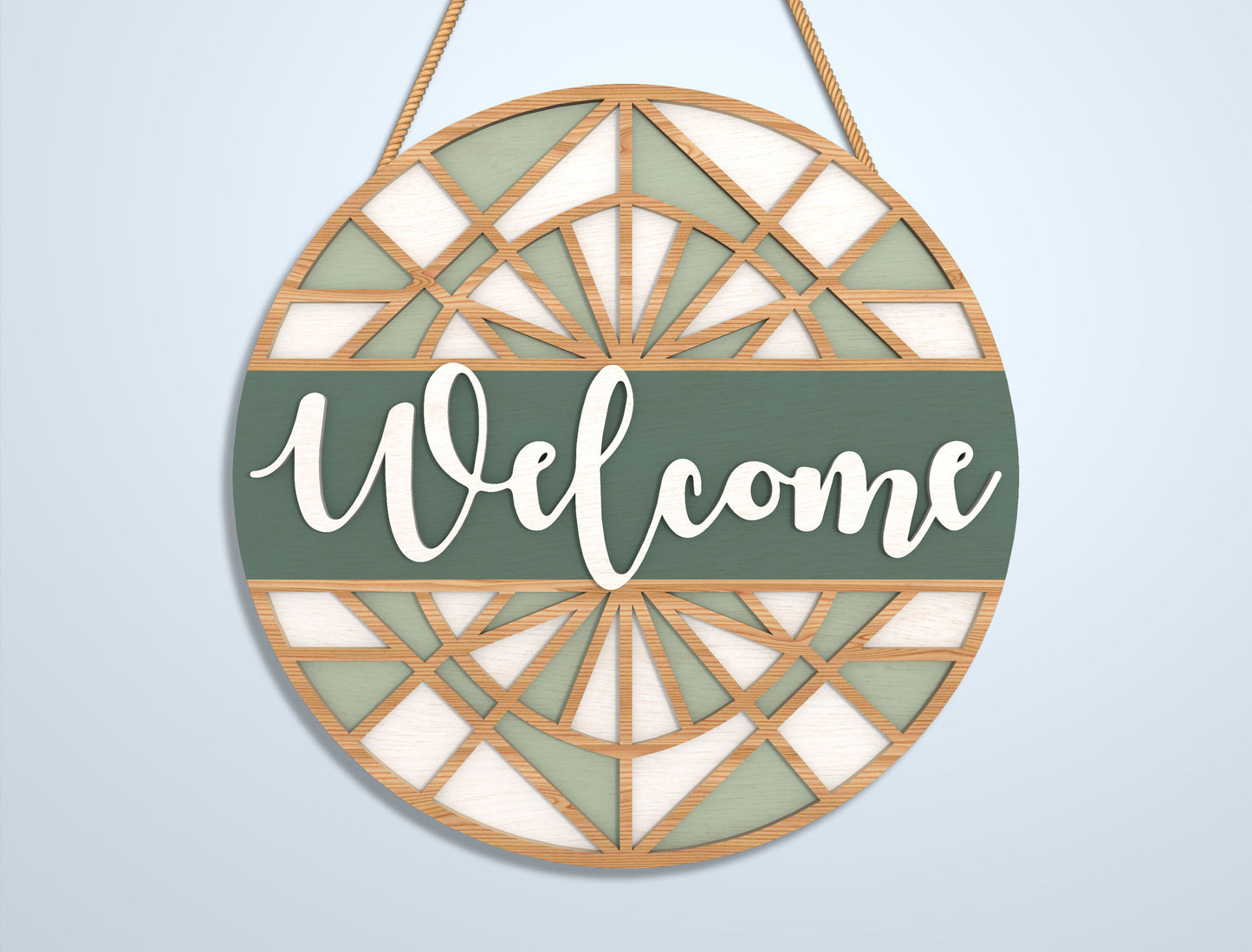 Geometric Welcome Door Sign SVG Bundle for LightBurn and Glowforge