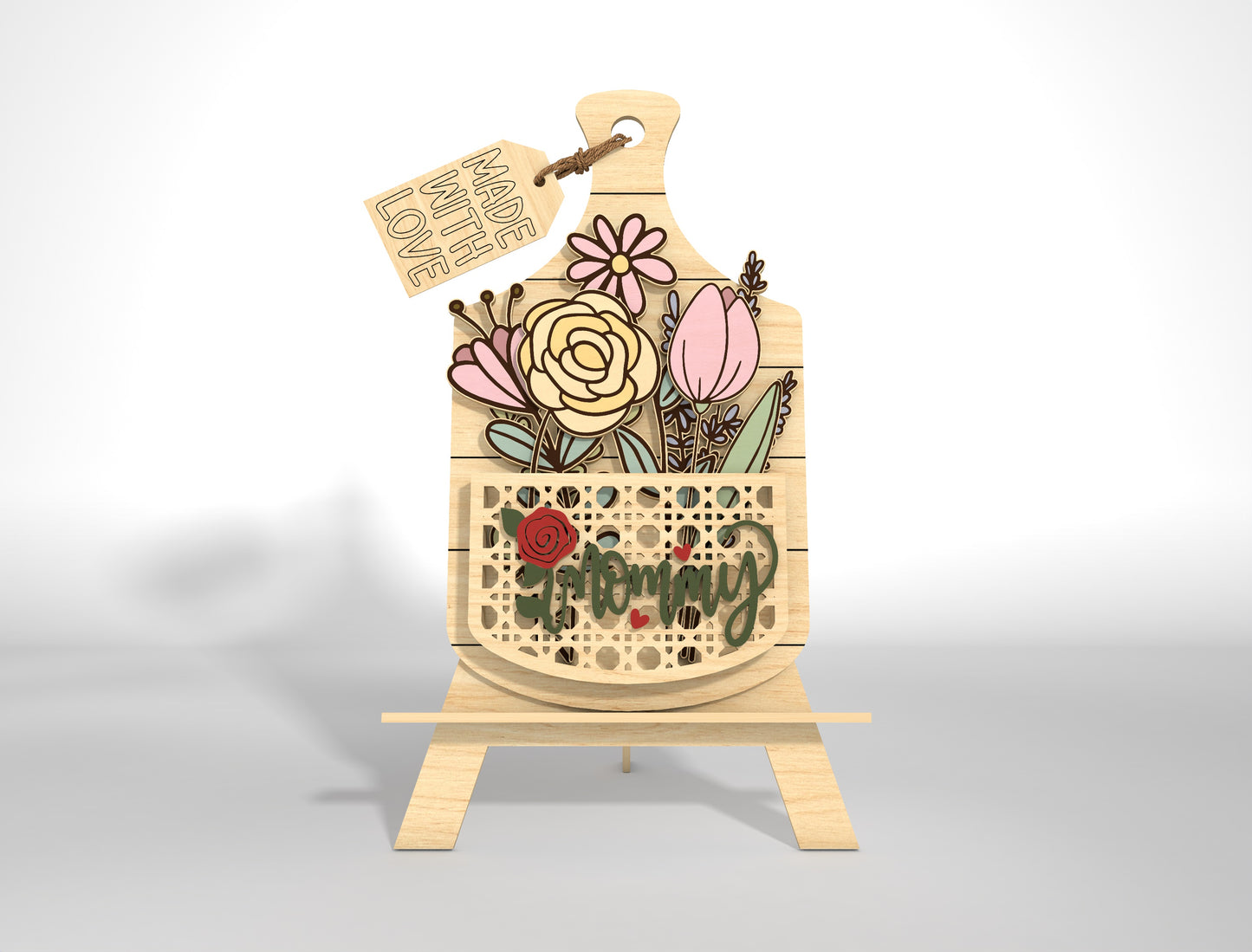 Cutting Board Mom Flower Holder SVG Bundle for Glowforge and xTool