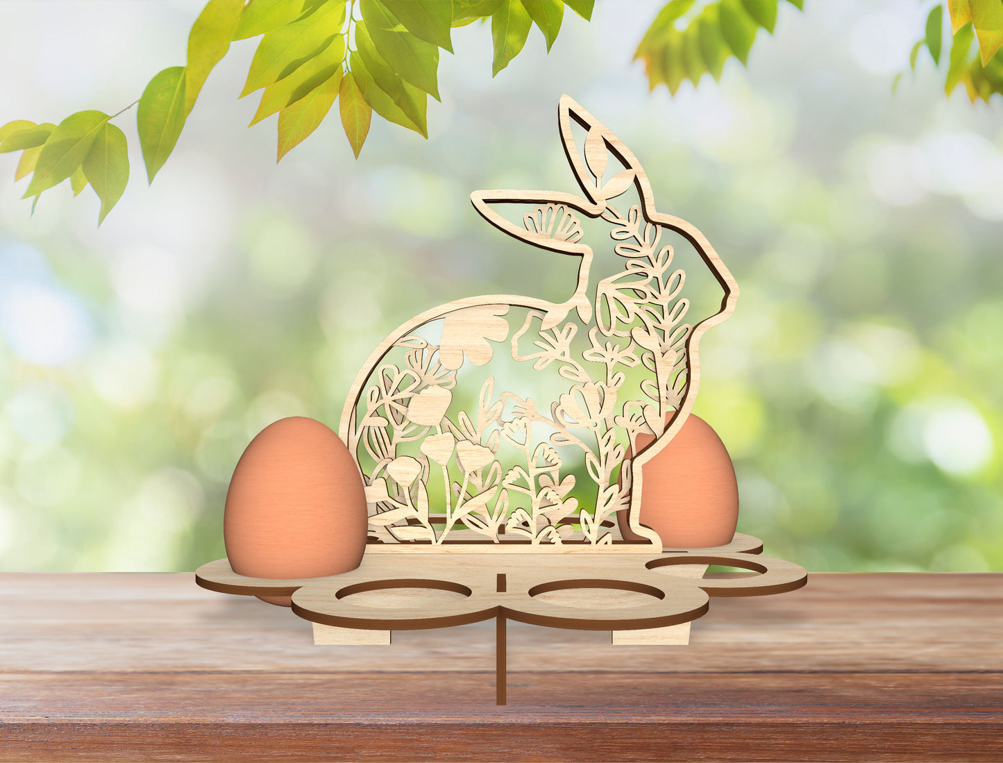Easter Bunny Egg Holder Stand SVG Floral Rabbit 5 Designs for LightBurn