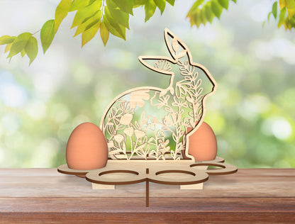 Easter Bunny Egg Holder Stand SVG Floral Rabbit 5 Designs for LightBurn