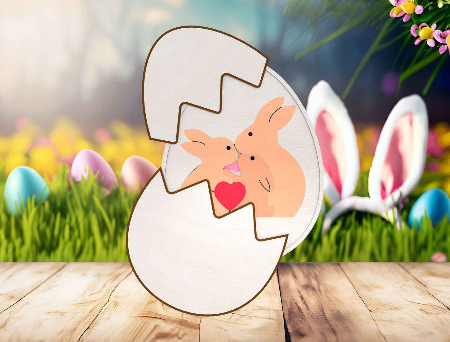 Easter Egg Decor SVG Cute Easter Wooden Tabletop for Glowforge and xTool